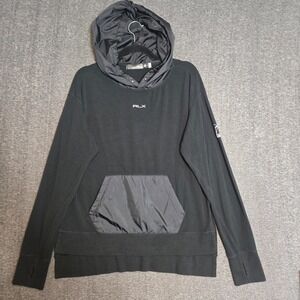 RLX Ralph Lauren Sweatshirt‎ Mens Medium black Logo Hybrid Jersey Hoodie
